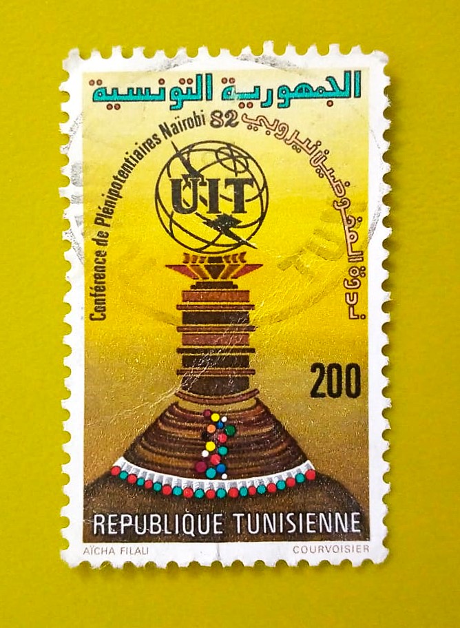 Issue:      Tunisia 1982 ITU Plenipotentiary Conference Nairobi Stamp Type:      Stamp Number of Stamps:      1 Stamps Denomination:        200 M (مليم)  ,      Issue Date:       1982 Issued By:      Tunisia Post 