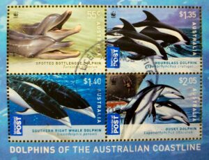 Australia Dolphins of The Australian Coastline Medallion PMC 2009 Souvenir Sheet