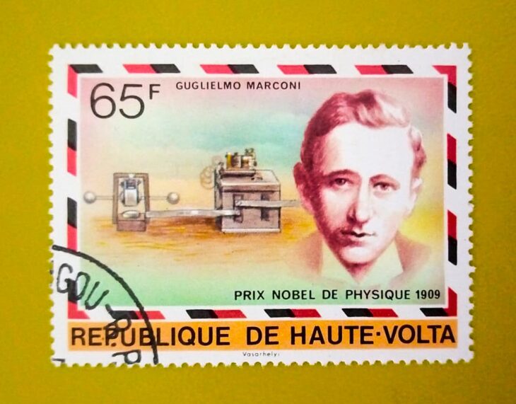 Issue:      Republic of Upper Volta Guglielmo Marconi Stamp Type:     Stamp Number of Stamps:       1 Denominations:        65 F Issue Date:        1991 Issued By:        Upper Volta Post