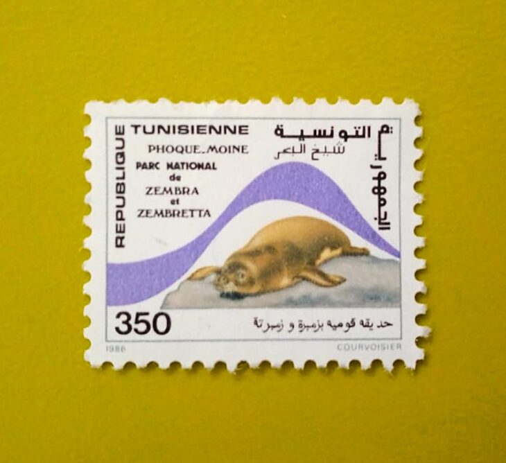 Issue:     Tunisia National Park in Zambia and Zamrita Monk Seal Stamp Type:     Stamp Number of Stamps:     2 Stamps Denomination:     350 Issue Date:      1986 Issued By:     Tunisia Post 