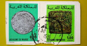 Issue:      Morocco Coins 1976 Stamp Type:      Stamp Number of Stamps:       1 Stamps Denomination:       0.05,  1.00  MAD  د.م Issue Date:        1976 Issued By:      Morocco Post 