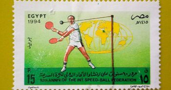 Issue:       Egypt 10th Anniversary of the International Speed Ball Federation 1994 Stamp Type:        Stamp Number of Stamps:        1 Stamps Denomination:         15 P, Issue Date:        1994 Issued By:      Egypt Post 
