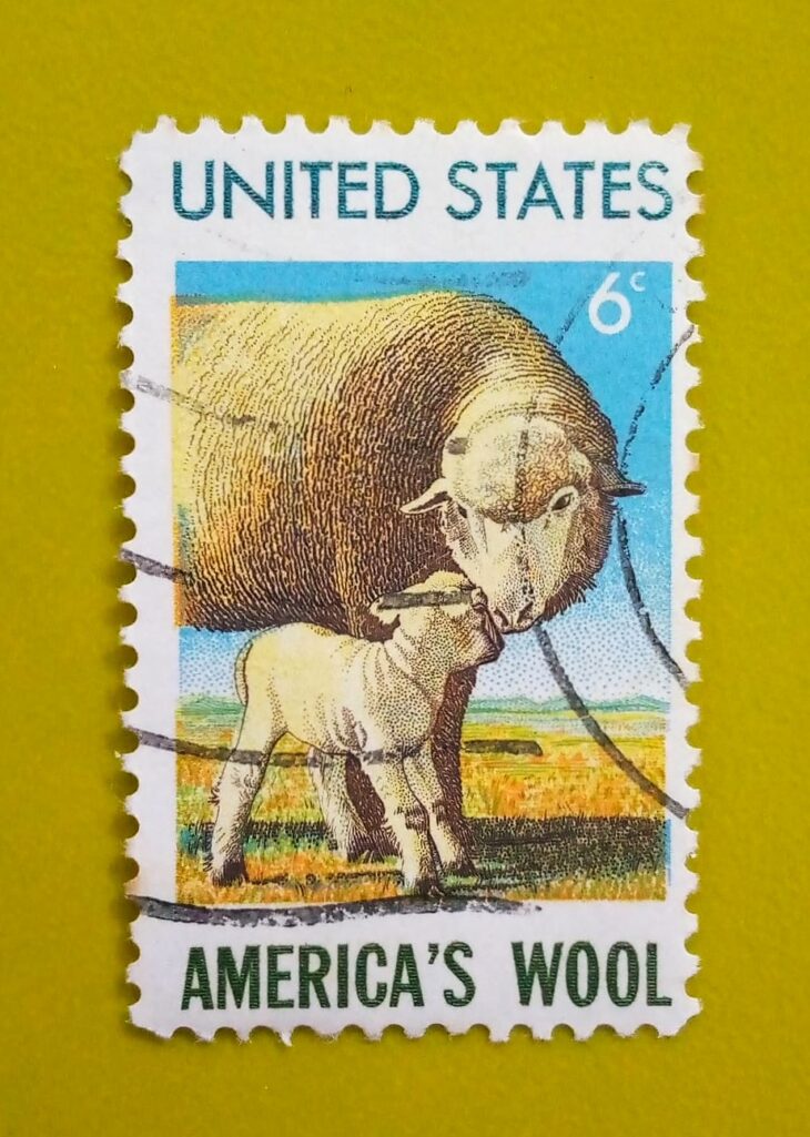 Issue:     USA American Wool 1971 Stamp Type:     Stamp Number of Stamps:      1 Stamps Denomination:      60 C,  Issue Date:      1971 Issued By:      United States Postal Service (USPS) 