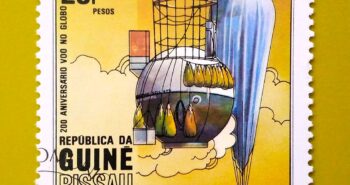 Issue:        Guinea-Bissau 200th Anniversary of the Hot Air Balloon 1983 Stamp Type:        Stamp Number of Stamps:       1 Stamps Denomination:          20 P, Pesos Issue Date:       1983 Issued By:       Guinea-Bissau Post 