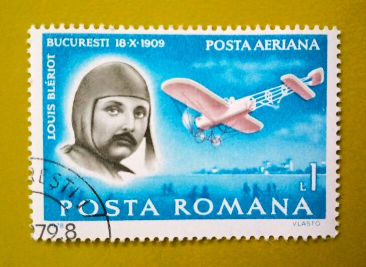 Issue:       Romania Louis Blériot 1978 Stamp Type:        Stamp Number of Stamps:        1 Stamps Denomination:          1 L, Issue Date:          1978 Issued By:      Romania Post 