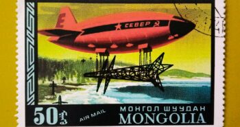 Issue:        Mongolia Airships Balloon 1977 Stamp Type:        Stamp Number of Stamps:       1 Denominations:             50 Tugrik ( ₮),          Issue Date:          1977 Issued By:        Mongolia Post 