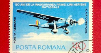 Issue:      Romania 50 Years From the Inauguration of the First National Air Line 1976 Stamp Type:      Stamp Number of Stamps:       1 Stamps Denomination:         40 B,        Issue Date:        1976 Issued By:      Romania Post 