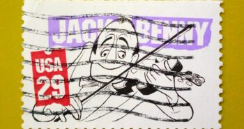 Issue:        USA Comedians Jack Benny 1991 Stamp Type:       Stamp Number of Stamps:         1 Stamps Denomination:         29 C,  Issue Date:        1991 Issued By:       United States Postal Service (USPS) 