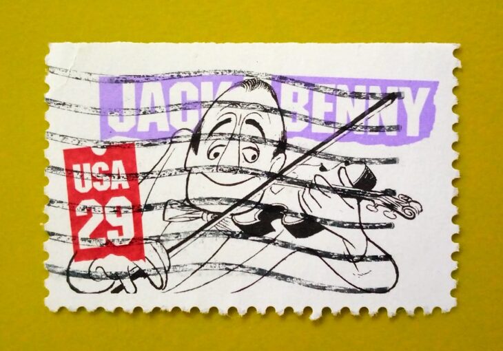 Issue:        USA Comedians Jack Benny 1991 Stamp Type:       Stamp Number of Stamps:         1 Stamps Denomination:         29 C,  Issue Date:        1991 Issued By:       United States Postal Service (USPS) 