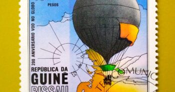 Issue:        Guinea-Bissau 200th Anniversary Flight Around the Globe 1983 Stamp Type:        Stamp Number of Stamps:       1 Stamps Denomination:          10 P,  Pesos Issue Date:       1983 Issued By:       Guinea-Bissau Post