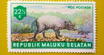 Issue:      Republic Maluku Selatan 1953 Wild Animal 22 1/2k Stamp Type:     Stamp Number of Stamps:      1 Stamps Denomination:        22  1/2 K, Issue Date:        1953 Issued By:    Indonesia post 