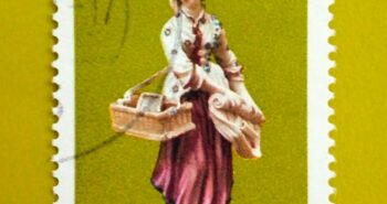 Issue:        Germany Girl Selling Trinkets & Copperplate 1976 Stamp Type:       Stamp Number of Stamps:        1 Denominations:          40 PF Issue Date:          1976 Issued By:       Germany Deutsche Post ( Deutschland ) 