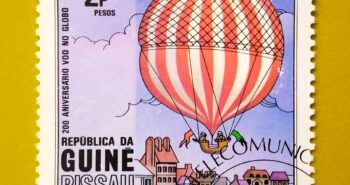 Issue:      Guinea-Bissau Hot Air Balloon 1983 Stamp Type:      Stamp Number of Stamps:      1 Stamps Denomination:          2.50  P, Issue Date:         1983 Issued By:      Guinea-Bissau Post 
