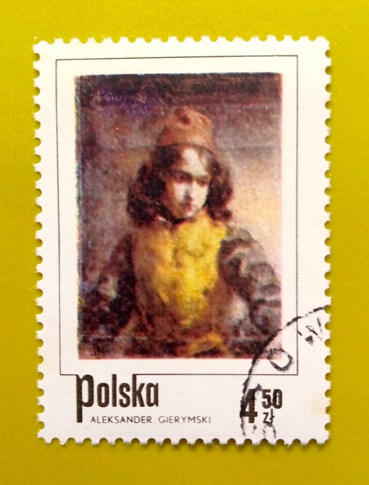 Issue:     Poland Children Polish Painting by Aleksander Gierymski Stamp Type:      Stamp Number of Stamps:        1 Stamps Denomination:           4.50 ZL , Issue Date:        1974 Issued By:      Poland POST
