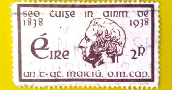Issue:        Ireland Father Matthews 1938 Stamp Type:        Stamp Number of Stamps:          1 Stamps Denomination:          2 P,  Issue Date:          1938 Issued By:       Ireland Post 