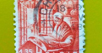 Issue:         Belgium Art Crafts 1948 Red Stamp Type:         Stamp Number of Stamps:           2 Denominations:          1.35 Fr, Issue Date:           1948 Issued By:        Bpost, Belgium (Belgique-Belgie)