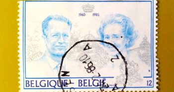 Issue:       Belgium King Baudouin and Queen Fabiola 1985 Stamp Type:        Stamp Number of Stamps:         1 Denominations:           12 F, Issue Date:           1985 Issued By:          Bpost, Belgium (Belgique-Belgie) 