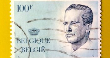 Issue:           King Baudouin I of Belgium 100 Franc Blue Stamp Type:         Stamp Number of Stamps:           1 Denominations:          100 F, Issue Date:           1984 Issued By:        Bpost, Belgium (Belgique-Belgie) `