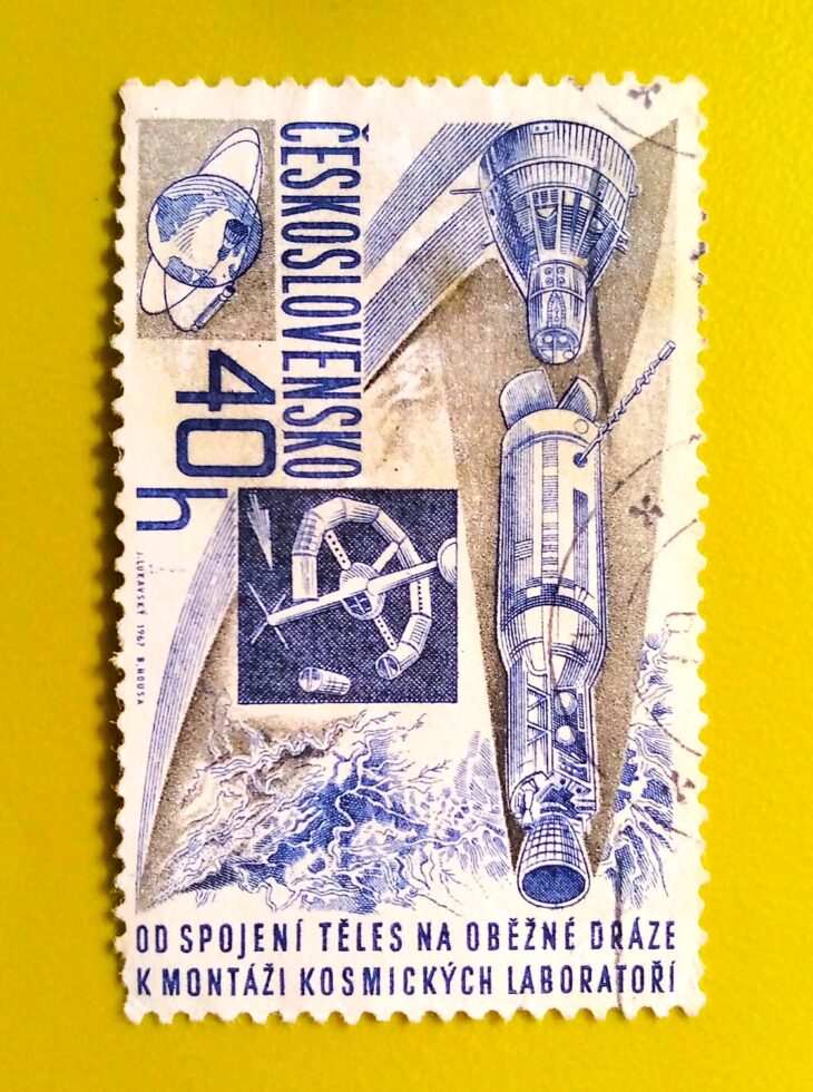 Issue:       Czechoslovakia Spacecraft 1967 Stamp Type:       Stamp Number of Stamps:           1 Stamps Denomination:             40 h, Issue Date:             1967 Issued By:       Czechoslovakia Postal Service (USPS) 
