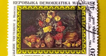 Issue:        Republic Malagasy Chroutzky Flower and Fruits 1986 Stamp Type:         Stamp Number of Stamps:         1 Denominations:           20 FMG, Issue Date:           1986 Issued By:       Madagascar Post 
