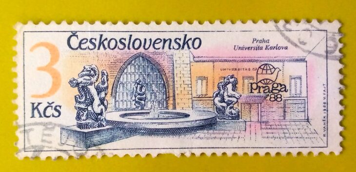 Issue:         Czechoslovakia Prague Charles University 1988 Stamp Type:         Stamp Number of Stamps:         1 Stamps Denomination:         3 Kcs, Issue Date:           1988 Issued By:         Czechoslovakia Postal Service (USPS) 