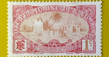 Issue:     French Somaliland Mosque of Tadjourah 1c 1909 Stamp Type:     Stamp Number of Stamps:       1 Denominations:         1C, Issue Date:       1909 Issued By:      France post