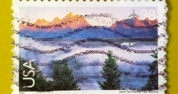 Issue:        USA Grand Teton National Park 2009 Stamp Type:       Stamp Number of Stamps:         1 Stamps Denomination:         98 C,  Issue Date:         2009 Issued By:       United States Postal Service (USPS)