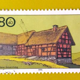 Issue:         Germany Eifel Farmhouse For Welfare 1995 Stamp Type:        Stamp Number of Stamps:        1 Denominations:         80+40 pf, Issue Date:          1995 Issued By:        Germany Deutsche Post ( Deutschland ) 