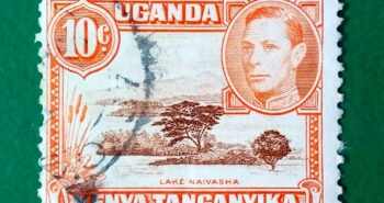 Issue:      Kenya Uganda Tanzania George VI Naivasha Stamp Type:     Stamp Number of Stamps:         1 Stamps Denomination:         10 C, Issue Date:          1938 Issued By:      Kenya Post