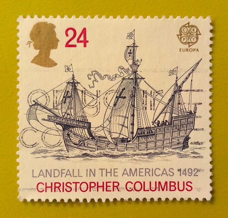 Issue:       Great Britain Landfall in the Americas 1992 Stamp Type:       Stamp Number of Stamps:        1 Stamps Denomination:        24 P, Issue Date:         1992 Issued By:       Royal Mail, United Kingdom 