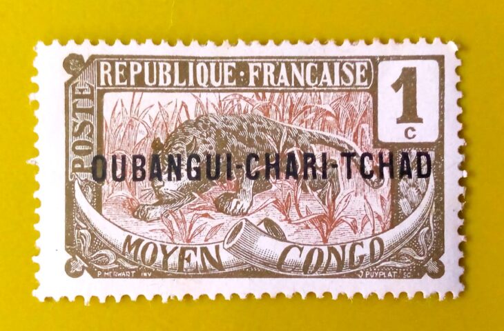 Issue:      France Equatorial Africa Oubangui-Chari-Tchad Leopard 1922 Stamp Type:     Stamp Number of Stamps:        3 Denominations:        1 C, Issue Date:        1922 Issued By:      France post 