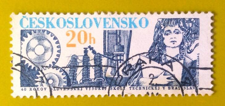 Issue:         Czechoslovakia 40 years Technical University in Bratislava 1979 Stamp Type:         Stamp Number of Stamps:         1 Stamps Denomination:          20 h, Issue Date:           1979 Issued By:         Czechoslovakia Postal Service (USPS) 
