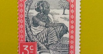Issue:     French Sudan Woman 1931 Stamp Type:     Stamp Number of Stamps:         1 Denominations:         3 C, Issue Date:        1931 Issued By:      France post