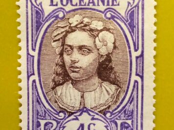 Issue:      France Polynesia Tahiti Woman Oceania Establishments 1913 Stamp Type:       Stamp Number of Stamps:        1 Denominations:          1 C, Issue Date:          1913 Issued By:      France post