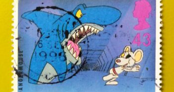 Issue:         Great Britain Children T.V Characters Danger Mouse 1996 Stamp Type:         Stamp Number of Stamps:          1 Stamps Denomination:           43 ​​ p, Issue Date:          1996 Issued By:         Royal Mail, United Kingdom