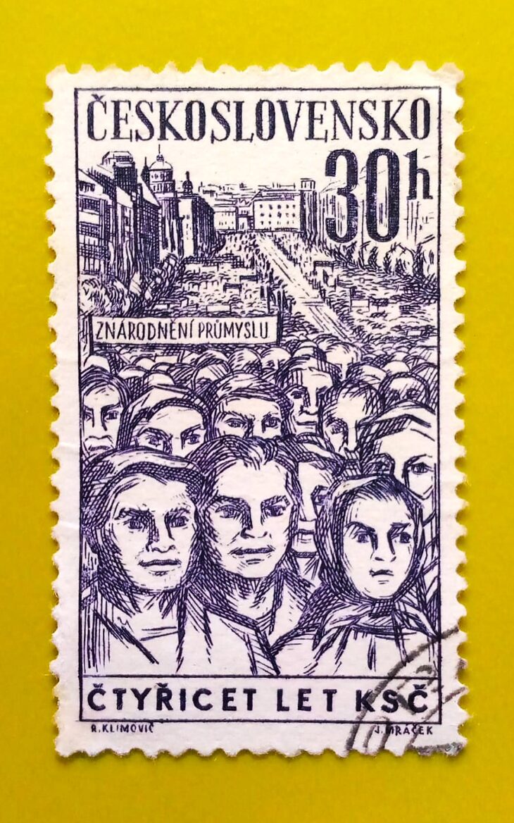Issue:      Czechoslovakia Nationalization of Industry Workers 1961 Stamp Type:      Stamp Number of Stamps:       1 Stamps Denomination:         30 h, Issue Date:       1961 Issued By:      Czechoslovakia Postal Service (USPS) 