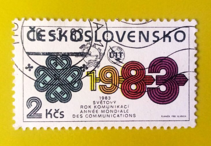 Issue:         Czechoslovakia World Rok Komunikaci World Year of Communications Stamp Type:         Stamp Number of Stamps:         1 Stamps Denomination:         2 kcs, Issue Date:           1983 Issued By:         Czechoslovakia Postal Service (USPS)