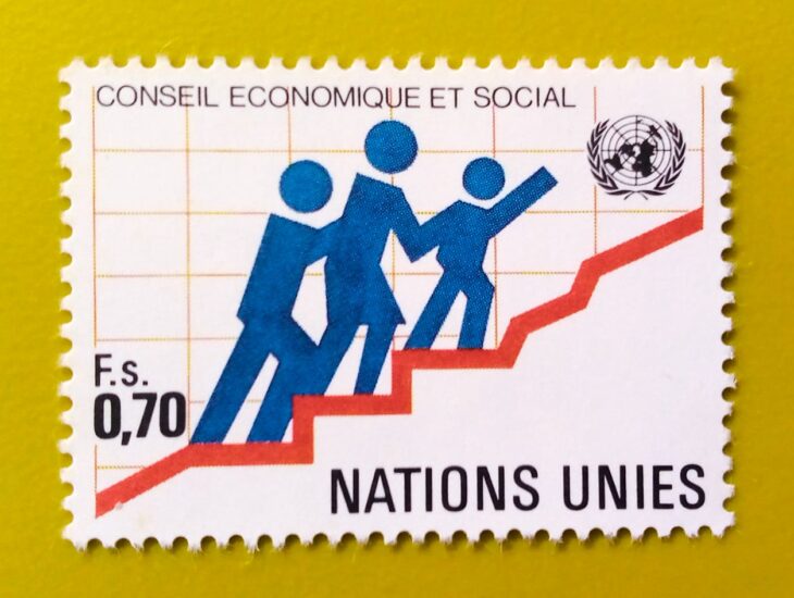 Issue:      United Nations (Geneva) Economic and Social Council 0.70 F.S. 1980 Stamp Type:      Stamp Number of Stamps:       1 Stamps Denomination:        0.70 F.S.  Issue Date:       1980 Issued By:       United States Postal Service (USPS)