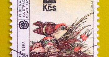 Issue:       Czechoslovakia Birds Elzbieta Gaudasinska of (Poland) 1987 Stamp Type:        Stamp Number of Stamps:             1 Stamps Denomination:            2 KCS, Issue Date:             1987 Issued By:       Czechoslovakia Postal Service (USPS) 