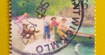 Issue:         Great Britain (Novels) Enid Blyton's Famous Five 1997 Stamp Type:         Stamp Number of Stamps:           1 Stamps Denomination:           26 ​​ p, Issue Date:          1997 Issued By:         Royal Mail, United Kingdom 