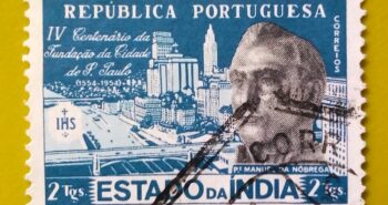 Issue:      Portuguese India 400 Years Sao Paulo 1954 Stamp Type:      Stamp Number of Stamps:       1 Denominations:        2 Tgs, Issue Date:        1954 Issued By:    Portugal Post 