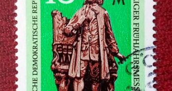 Issue:        Germany Democratic Republic Bach Monument in Leipzig 1985 Stamp Type:        Stamp Number of Stamps:        2 Denominations:         10 DDR, Issue Date:         1985 Issued By:        Germany Deutsche Post ( Deutschland )