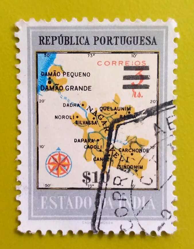 Issue:      Portuguese India Colonial Map 1957 Stamp Type:      Stamp Number of Stamps:       1 Denominations:        3 rs, Issue Date:        1957 Issued By:    Portugal Post 