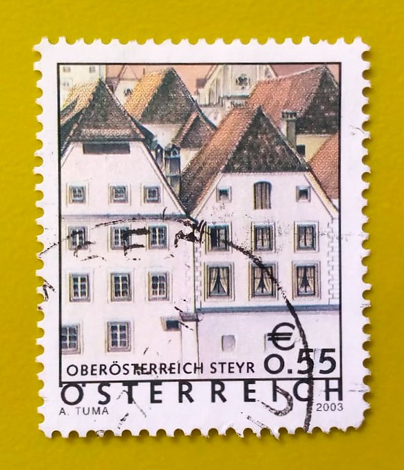 Issue:      Austria Steyr 2003 Stamp Type:      Stamp Number of Stamps:        1 Stamps Denomination:        0.55 €, Issue Date:         2003 Issued By:      Austria Post 