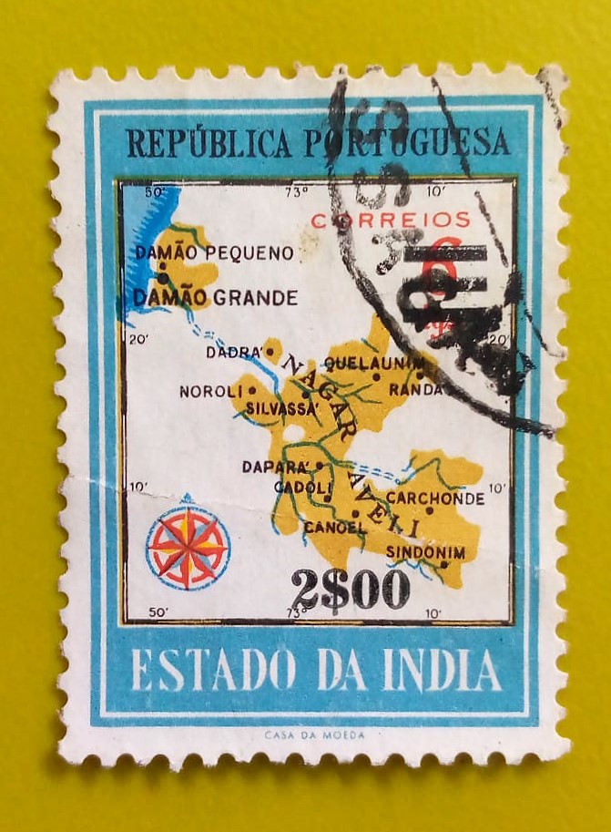 Issue:      Portuguese india Damao Map 1957 Stamp Type:      Stamp Number of Stamps:       1 Denominations:        6 tgs, Issue Date:        1957 Issued By:    Portugal Post 