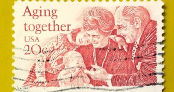 Issue:     US Aging Together 1982 Stamp Type:       Stamp Number of Stamps:       1 Stamps Denomination:      20 C, Issue Date:       1982 Issued By:      United States Postal Service (USPS) 