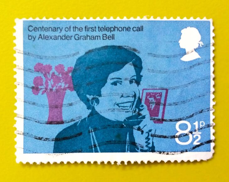 Issue:        Great Britain First Telephone Call by Alexander Graham Bell 1976 Stamp Type:       Stamp Number of Stamps:        1 Stamps Denomination:        8 1/2  P, Issue Date:        1976 Issued By:       Royal Mail, United Kingdom