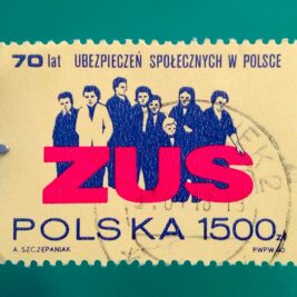 Issue:     Poland 70 Years of Social Security in Poland 1990 Stamp Type:     Stamp Number of Stamps:       1 Stamps Denomination:         1500 ZL, Issue Date:        1990 Issued By:     Poland POST 