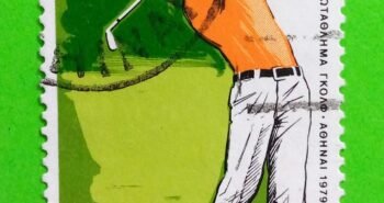 Issue:       Greece World Golf Championship 1979 Stamp Type:       Stamp Number of Stamps:          1 Denominations:          14 Dr, Issue Date:        1979 Issued By:     Greece Post 