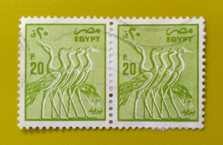 Issue:      Egypt Wading Birds Stamp Type:      Stamp Number of Stamps:       2 Stamps Denomination:        20 P, Issue Date:       Issued By:      Egypt Post